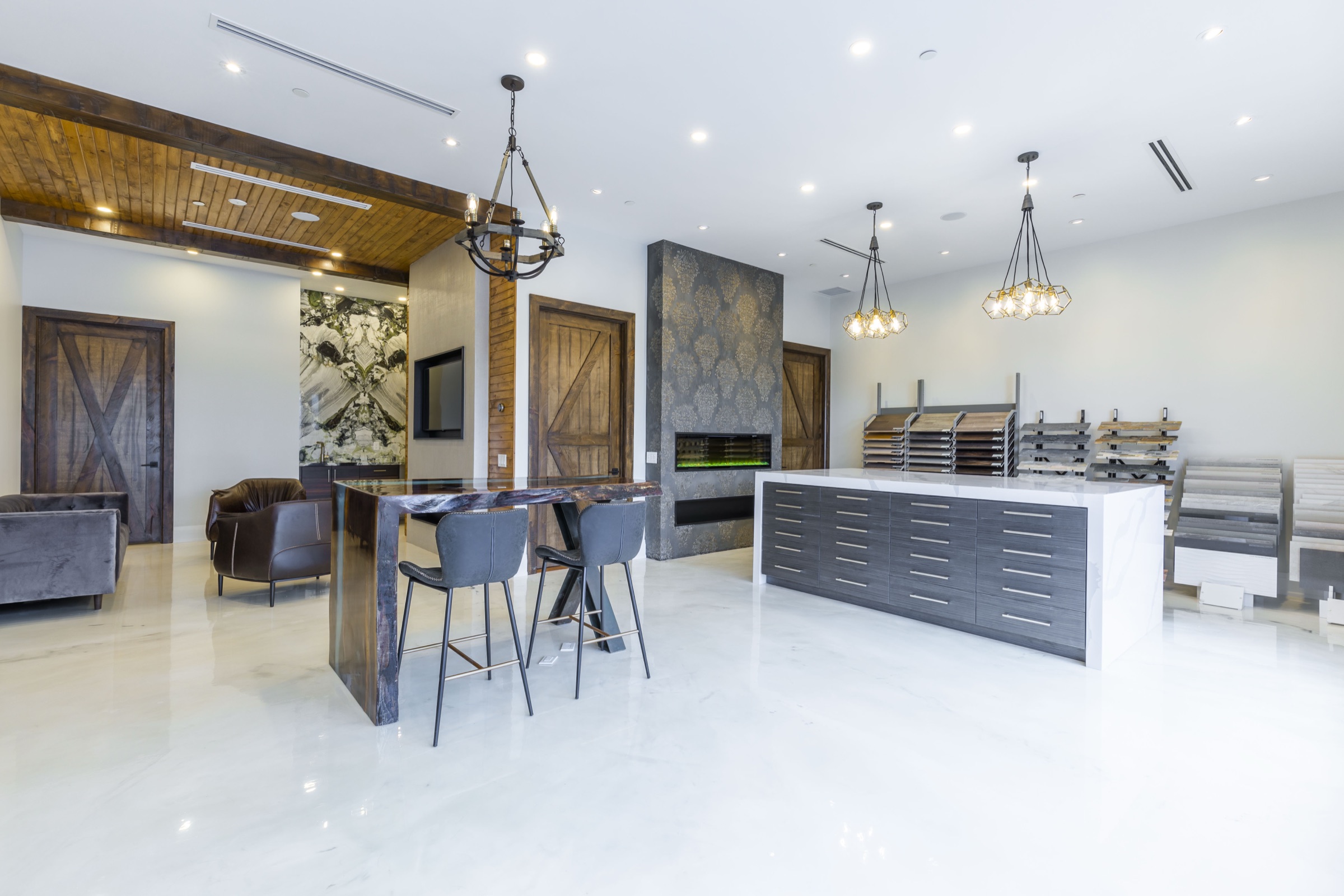 Wide view inside the Woodbridge kitchen showroom